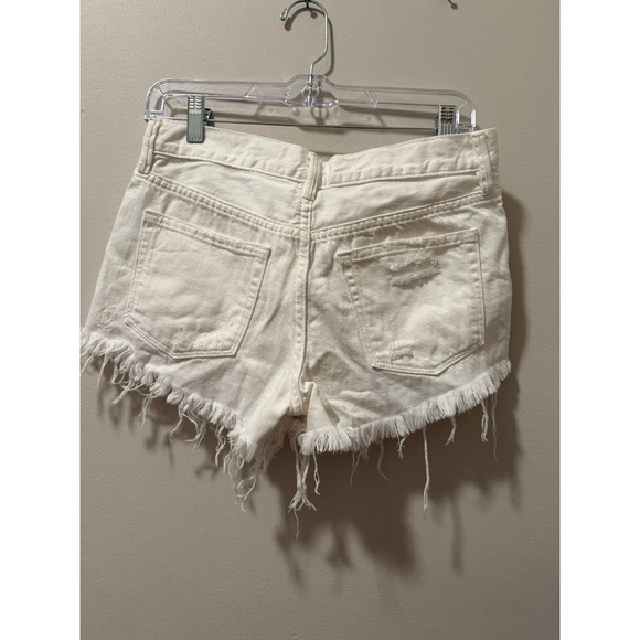 We The Free Free People White Distressed Denim Shorts Size 25 - Picture 2 of 3
